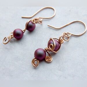 Swarovski Pearl 14kt Rose Gold Filled Earrings Asymmetrical Modern One of a Kind